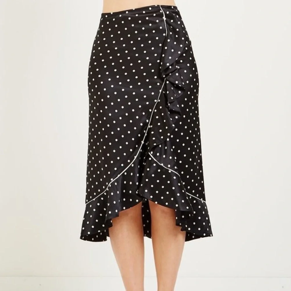 Ganni Dufort Silk Polka Dot Ruffle Skirt